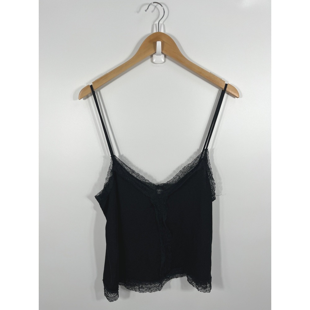 Zara Womens Cami Top‎ L Black Lace Y2K Dark Fairy Grunge Feminine Romantic Chic
